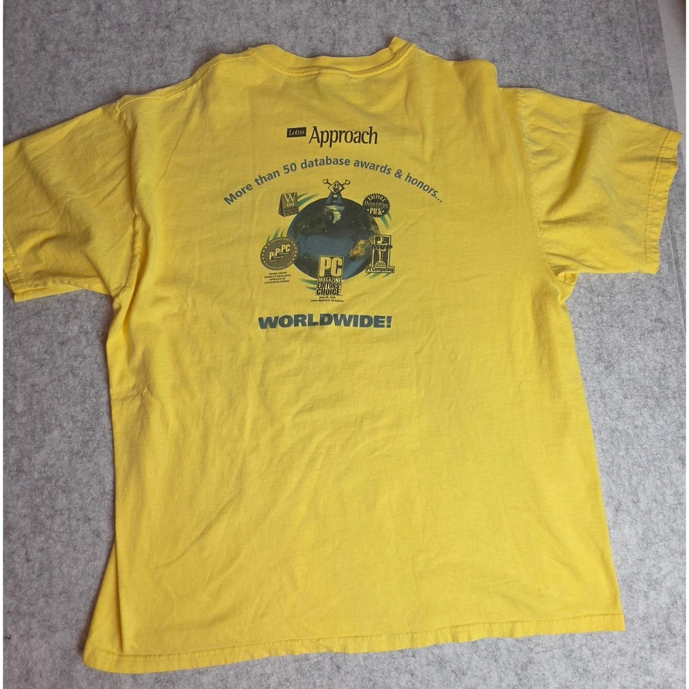 Vintage Lotus Approach T-Shirt 90s Tech Promo Hanes Beefy-T Yellow XL Computer